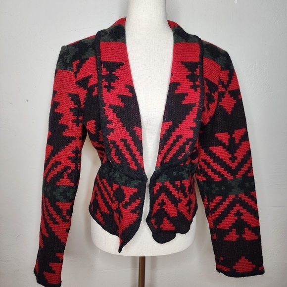WOOLRICH Southwestern Wool Open Front Jacket Size Medium - Picture 1 of 13